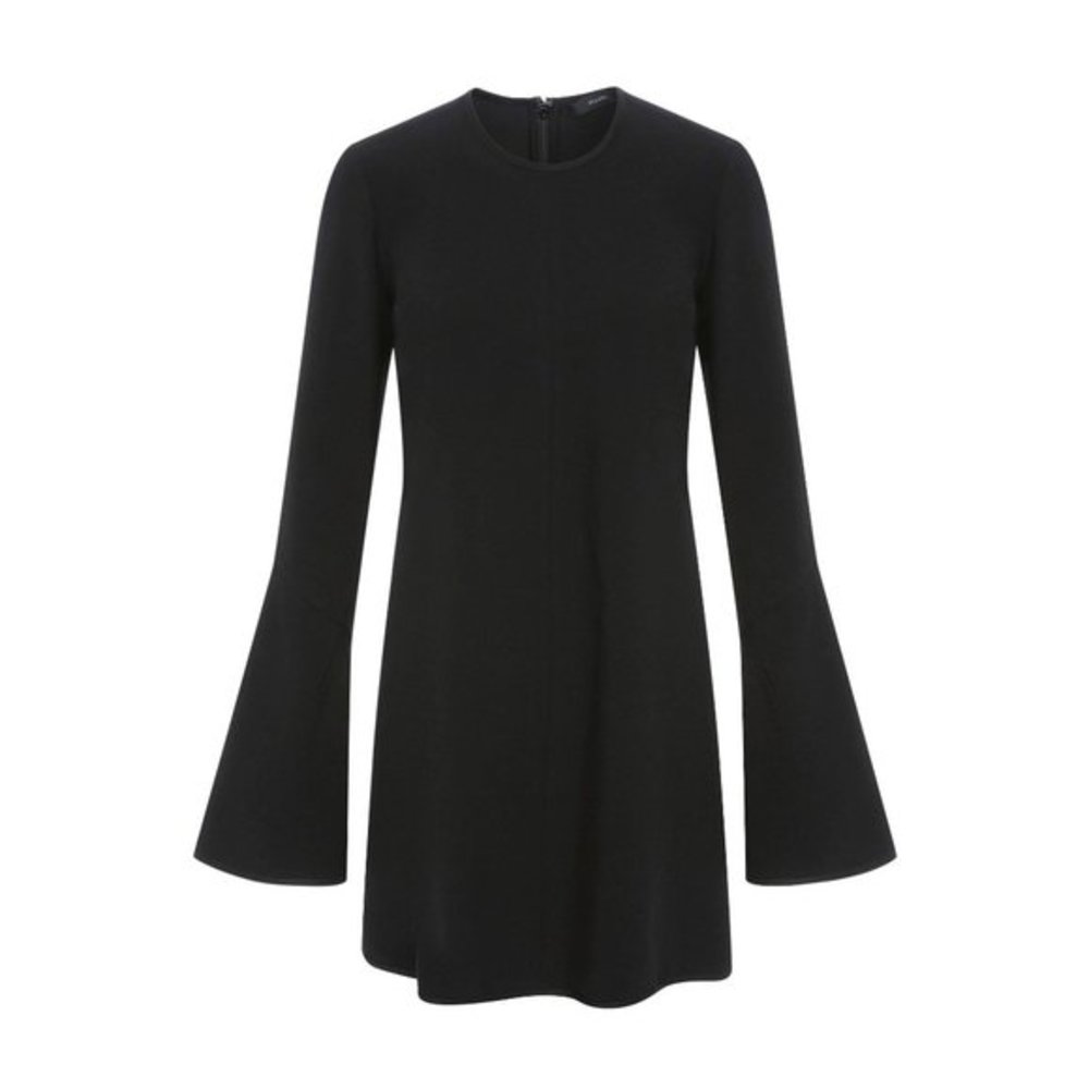 Womens Size 2 Ellery Black Preacher Bell Sleeve High Neck Crepe Dress